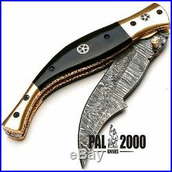 Custom Handmade Damascus Steel Hunting Folding Pocket Knife -Sword/Chef Kitchen