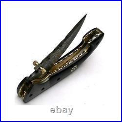 Custom Handmade Damascus Steel Pocket Folding Hunting Camping Knife Bull Horn