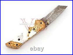 Custom Handmade Damascus Steel Pocket Knife Folding Blade /Hunting/Camping EDC