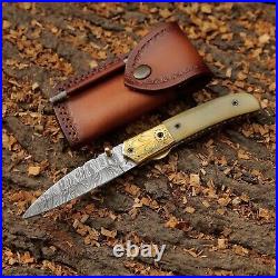 Custom Handmade Folding Blade Knife (Camel Bone Handle)