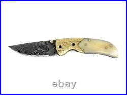 Custom Handmade Folding Blade Knife (Camel & Brass Guard Handle)