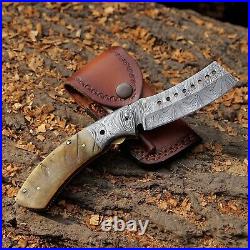 Custom Handmade Folding Knife (Ram Horn Handle)