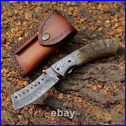 Custom Handmade Folding Knife (Ram Horn Handle)