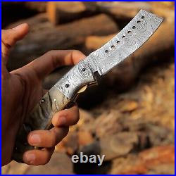 Custom Handmade Folding Knife (Ram Horn Handle)