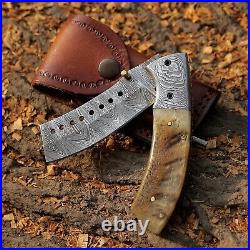 Custom Handmade Folding Knife (Ram Horn Handle)