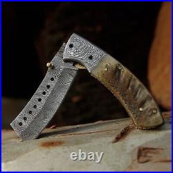 Custom Handmade Folding Knife (Ram Horn Handle)