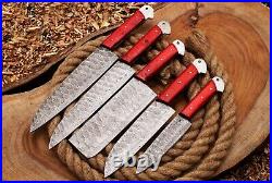 Custom Handmade HAND FORGED DAMASCUS STEEL CHEF KNIFE Set Kitchen Knives-Set-08