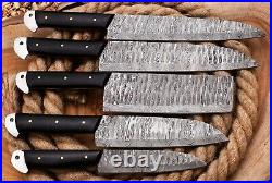 Custom Handmade HAND FORGED DAMASCUS STEEL CHEF KNIFE Set Kitchen Knives-Set-29