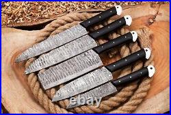 Custom Handmade HAND FORGED DAMASCUS STEEL CHEF KNIFE Set Kitchen Knives-Set-29