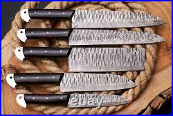 Custom Handmade HAND FORGED DAMASCUS STEEL CHEF KNIFE Set Kitchen Knives-Set-31