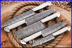 Custom Handmade HAND FORGED DAMASCUS STEEL CHEF KNIFE Set Kitchen Knives-Set-33