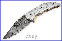 Custom Handmade Hand Forged Damascus Steel Hunting Folding Knife Pocket Knife