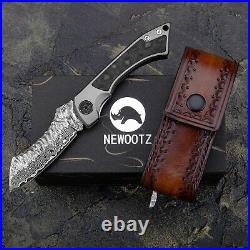 Custom Handmade Japanese Damascus Folding Knife EDC Pocket Knives Survival Tool