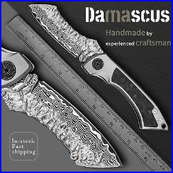 Custom Handmade Japanese Damascus Folding Knife EDC Pocket Knives Survival Tool