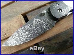 Custom Higgins and Peak Folding Knife, Damascus, Mother of Pearl, with Diamond