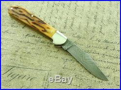 Custom Knife Maker Chuck Hawes Damascus Folding Copperhead Knife Vintage Knives