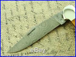 Custom Knife Maker Chuck Hawes Damascus Folding Copperhead Knife Vintage Knives