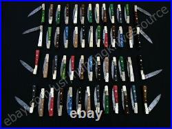 Custom Made Damascus Folding Knives Lot of 52-PCS