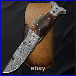 Custom Made Damascus Steel Fiah Folding Knife With Stylish Handle