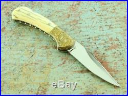 Custom Make Ed Kalfayan Mastodon Damascus Folding Pocket Knife Vintage Knives