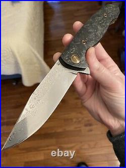 Custom Master Cheburkov Damascus Wolf Folding Knife RARE