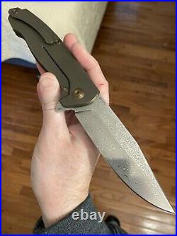 Custom Master Cheburkov Damascus Wolf Folding Knife RARE