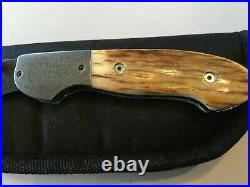 Custom Michael Allen Whiskers Damascus Lockback Folder Folding Knife
