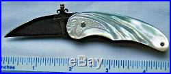 Custom One of a Kind J. Szilaski folding knife Damascus with Mother of Pearl