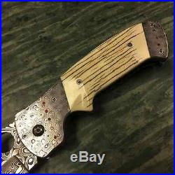 Custom Pat Crawford Kasper Folding Knife (damascus Tanto Blade)