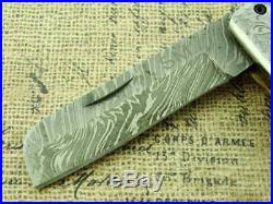 Custom Signed Sm File Art Damascus Hand Made Folding Pocket Knife Hunting Knives