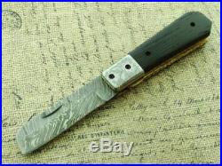 Custom Signed Sm File Art Damascus Hand Made Folding Pocket Knife Hunting Knives