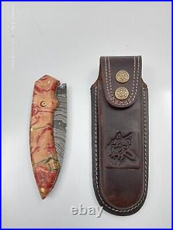 Custom Stabilized Handle Damascus Pocket Knife-Liner Lock Damascus Folding Knife