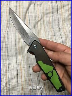Custom Will Moon MK9 Damascus Liner Lock Folding Knife