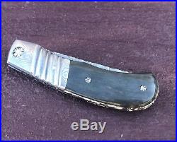 Custom William McHenry Damascus Gentlemans Folding Knife Mastodon Ivory #125