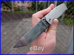 Custom folding knife SWIFT BIG, from Cheburkov workshop. Stainless Damascus