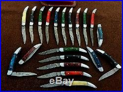 Custom hand made damascus steel mini folding knives lot of 20 (AMNA JAN)