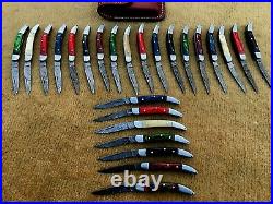 Custom hand made damascus steel mini folding knives lot of 25 (AMNA JAN)