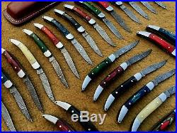 Custom hand made damascus steel mini folding knives lot of 25 (MOHIB JAN)