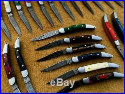 Custom hand made damascus steel mini folding knives lot of 25 (MOHIB JAN)