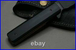 Custom handmade D2 Steel Folding Knife Full Black In New Condition