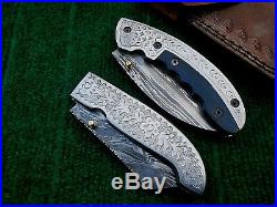 Custom handmade damascus steel folding knives under lock lot of 2(Riz 82)