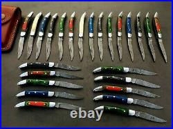 Custom handmade damascus steel mini folding knives lot of 25 (MOHIB JAN 3)