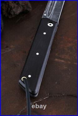 Custom handmade hand-forged folding knife Tanto Samurai Damascus