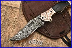 Cutlery Salvation Custom Hand Made Damascus Folding Knifeliner Lockcs-151