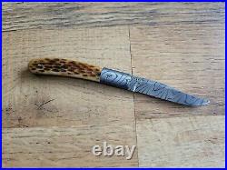 D. B. FRALEY hand made folding knife damascus one of a kind