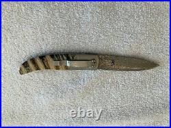 D Browning Damascus Folding Knife 3 Drop Point Blade, Mammoth Tooth Handles