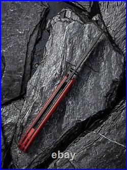 D2 Black Stonewash Tanto Burgundy G10 Handle Knife Folding Pocket Gift VP93