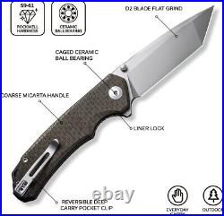 D2 Satin Blade Tanto Micarta Handle Knife Folding Pocket Gift VP90