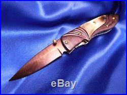 DC CUSTOM Folding Knife Color Damascus Brilliant Black Lip Pearl Titanium 24K