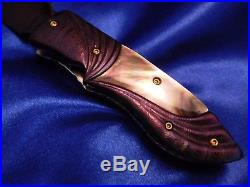 DC CUSTOM Folding Knife Color Damascus Brilliant Black Lip Pearl Titanium 24K